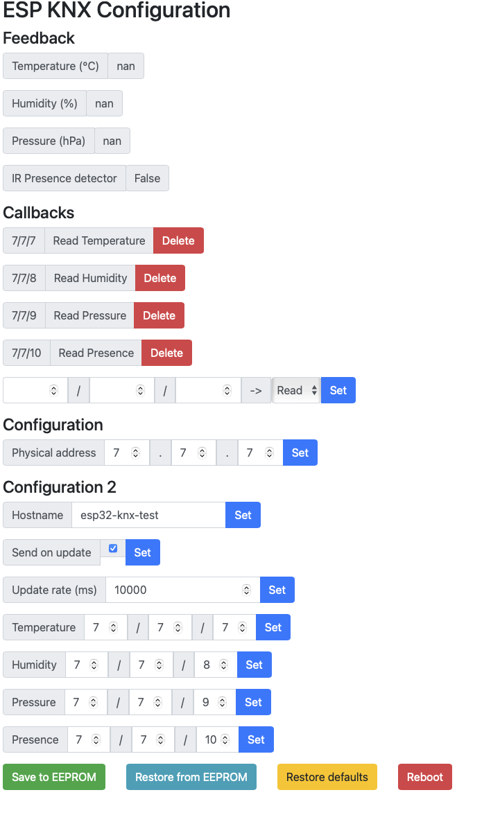 Page de configuration